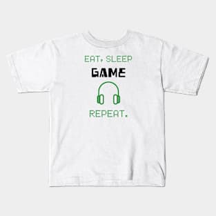 Eat, Sleep, Game, Repeat (Black) Kids T-Shirt